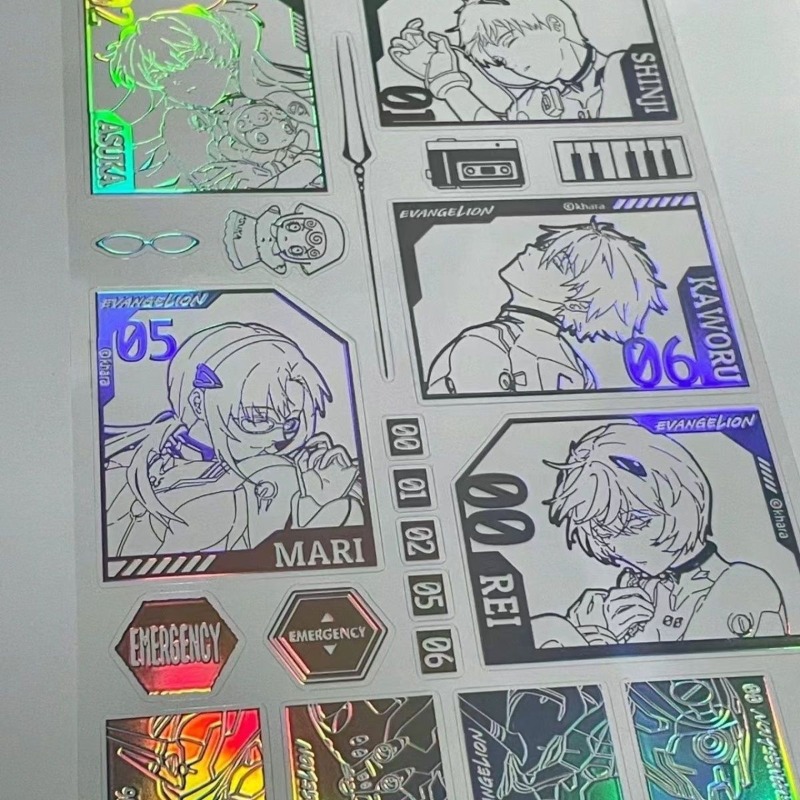 Evangelion Anime Merchandise - EVA レーザーステッカー 真希波・レイ・アスカ・ラングレー アニメ アクションフィギュア 電話とノートパソコン