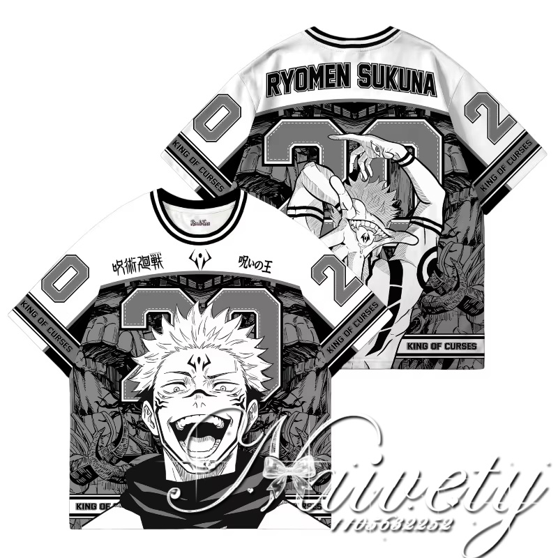Anime Themed Merchandise - 2026年夏ホットセール 呪術廻戦 両面宿儺 3Dプリント速乾野球ジャージTシャツ オーバーサイズ ユニセックス