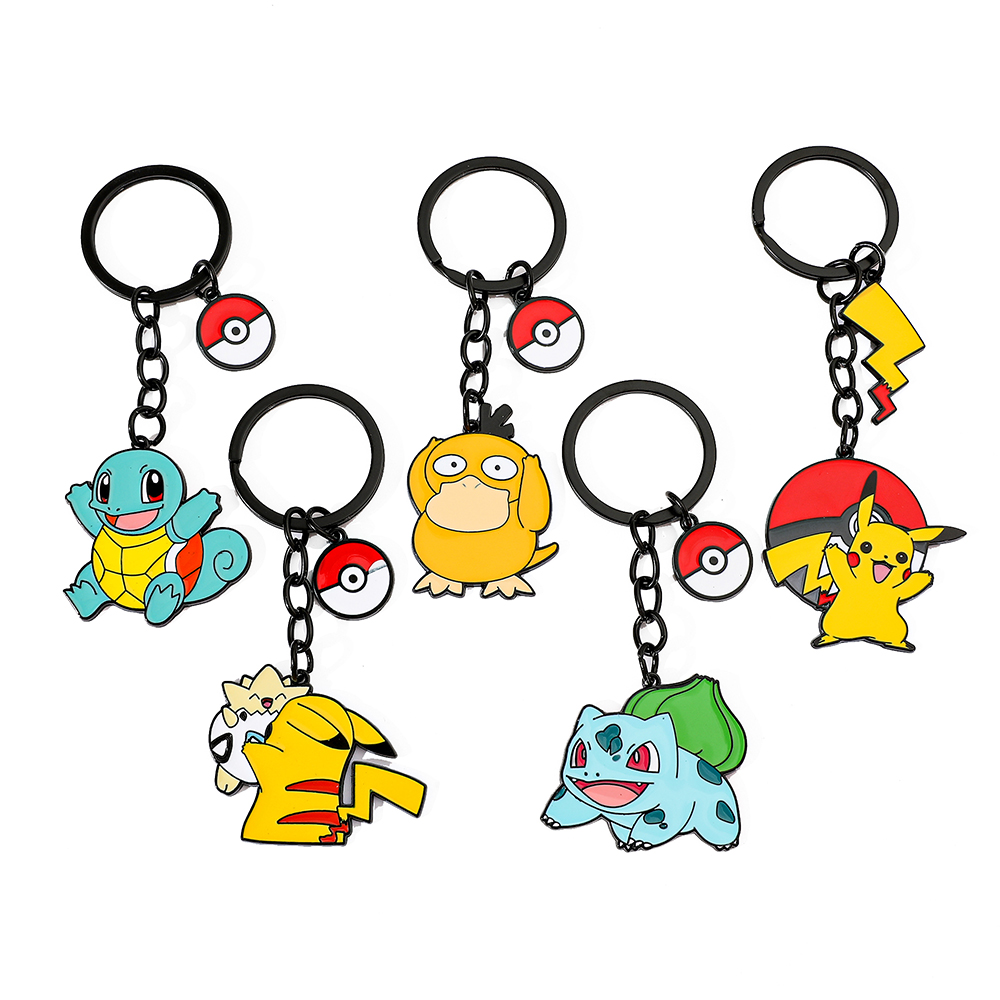 Pokemon Anime Merchandise - アニメフィギュアピカチュウキーホルダークラシックかわいいゼニガメサイダックキーリング友人用ペンダントジュエリーギフト