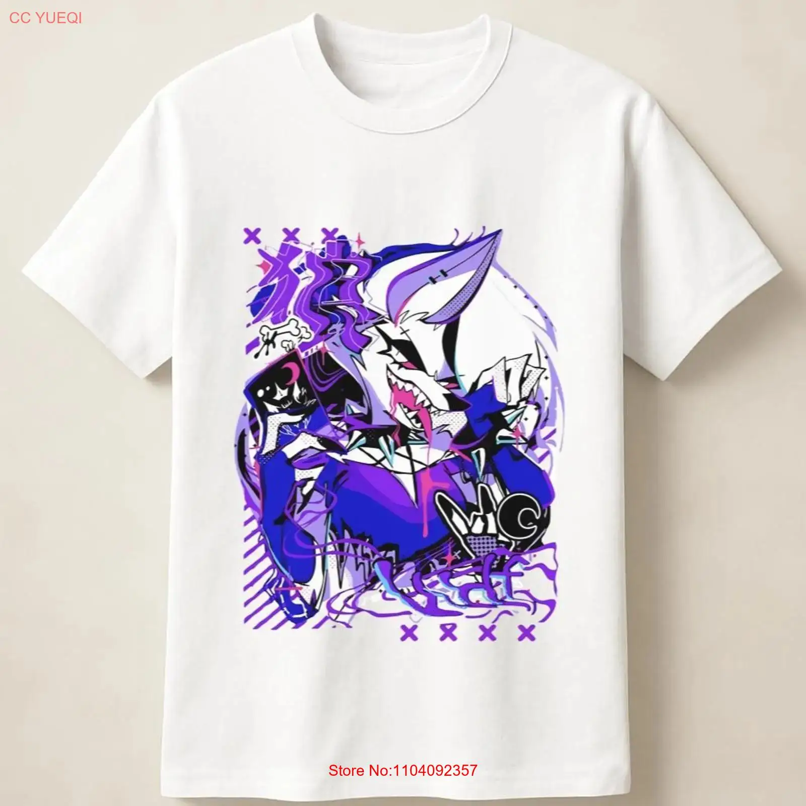 紫のアニメ狼のグラフィティポスターが描かれた絶叫アートスタイ - Anime Themed Merchandise のレビューと価格